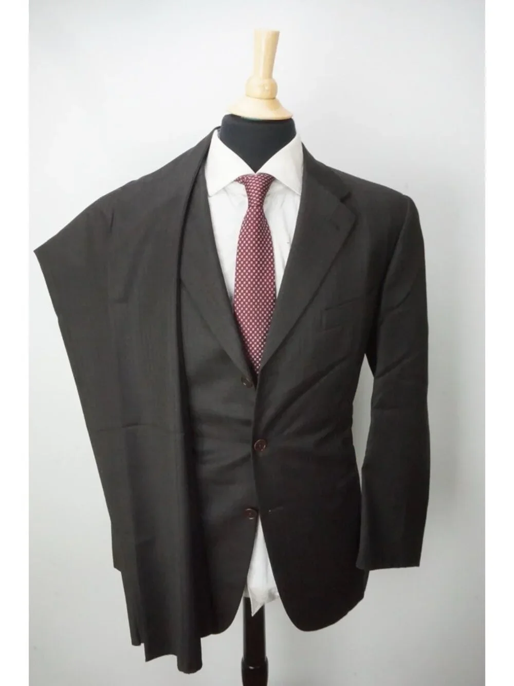 Burberry London Brown Black Striped Wool 2 Pc Suit Jacket Pants Sz 44R BRAND NEW